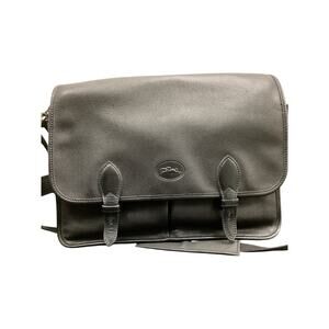 Vintage Longchamp Bag Unisex One Size Pebbled Leather Messenger Bag Black